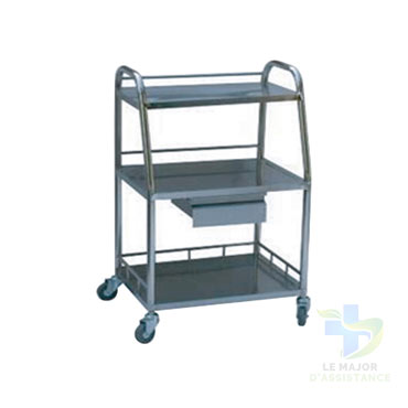 GUERIDON EN INOX 3 PLATEAUX AVEC TIROIR-10052022-para-pharmacie-marrakech-1652138937